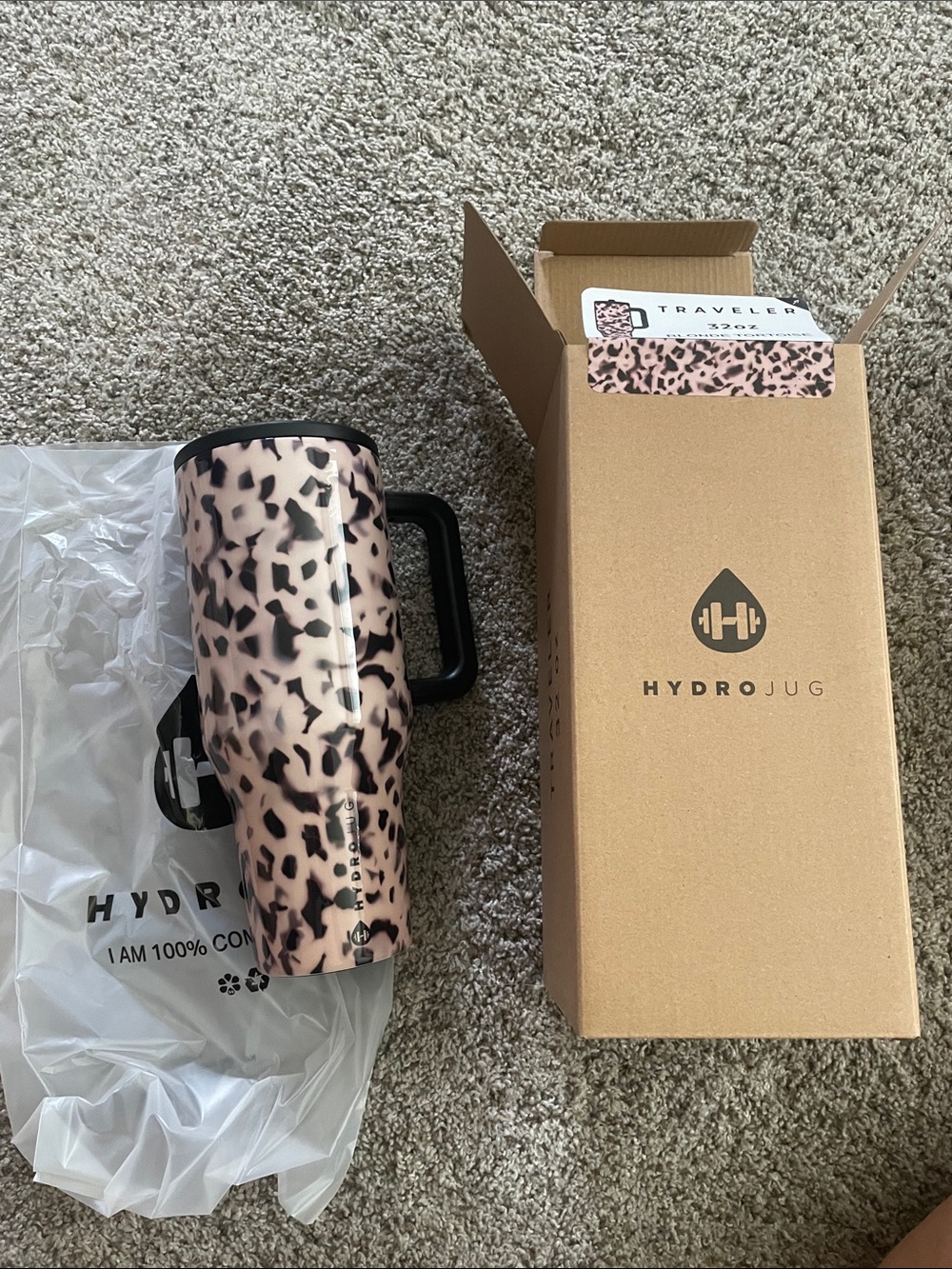 HydroJug Blonde Tortoise Travel Tumbler in Blonde and Black